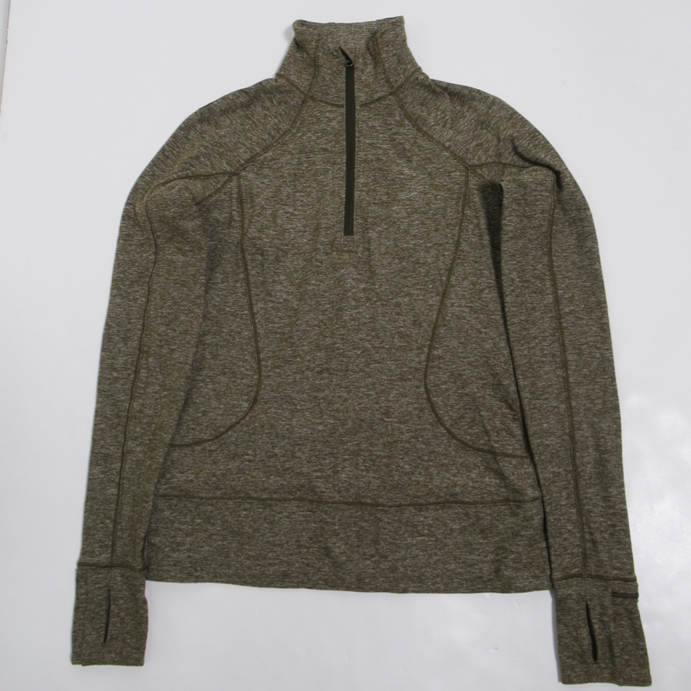 Lululemon Women's Rush Hour 1/2 Zip Heathered Military Green Size 4 Rulu